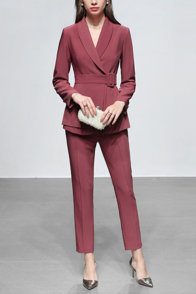 Lace Up Belt Waist Blazer Pants Suit | Dress In Beauty Lace Up Belt Waist Blazer Pants Suit | Dress In Beauty