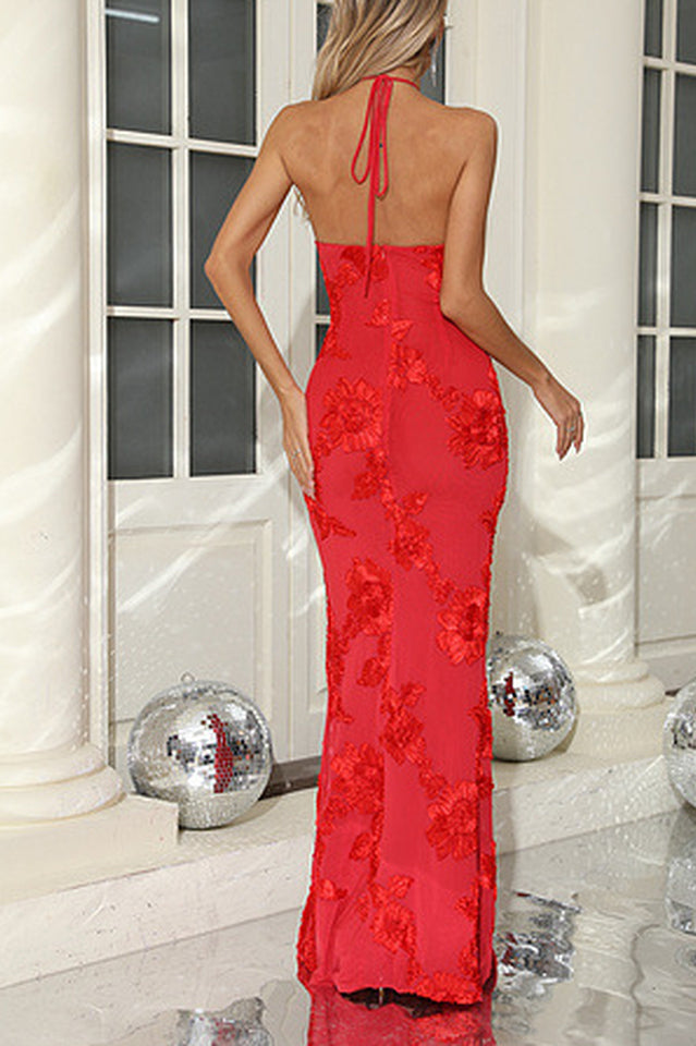 Halter 3D Floral Embroidered Gown | Dress In Beauty Halter 3D Floral Embroidered Gown | Dress In Beauty