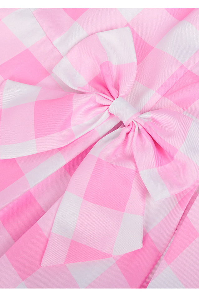 Barbie Movie Margot Pink Plaid Check Dress | Dress In Beauty Barbie Movie Margot Pink Plaid Check Dress | Dress In Beauty