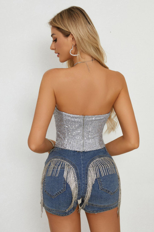 Sequin Strapless Bustier Top | Dress In Beauty Sequin Strapless Bustier Top | Dress In Beauty