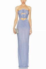 Solomon Strapless Flower Mesh Maxi Dress | Dress In Beauty Solomon Strapless Flower Mesh Maxi Dress | Dress In Beauty