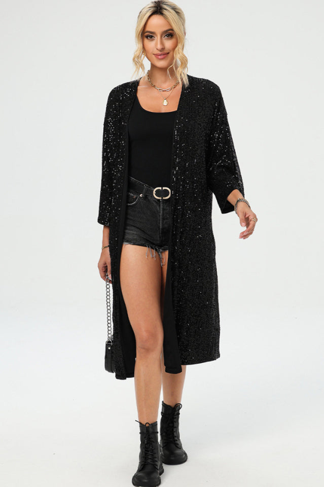 Sequin Open Front Duster Cardigan | Dress In Beauty Sequin Open Front Duster Cardigan | Dress In Beauty