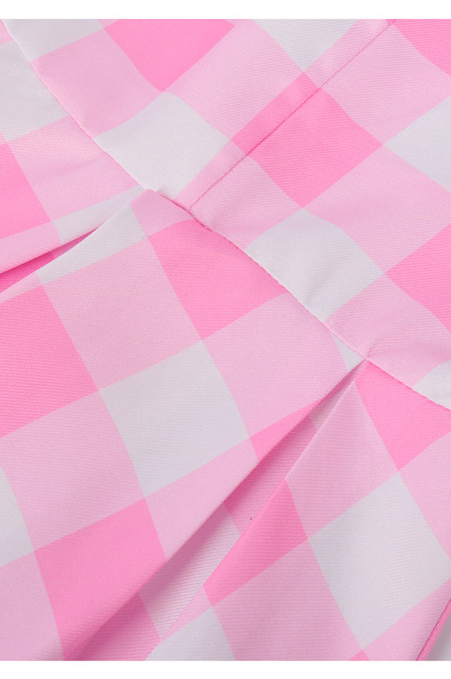 Barbie Movie Margot Pink Plaid Check Dress | Dress In Beauty Barbie Movie Margot Pink Plaid Check Dress | Dress In Beauty