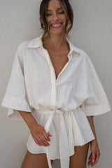 Loose Sleeve Tie Waist Romper | Dress In Beauty Loose Sleeve Tie Waist Romper | Dress In Beauty