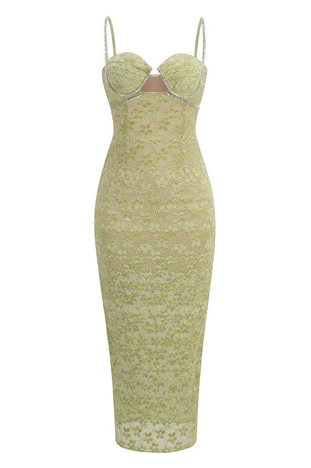 Lace Floral Crystal Chain Bustier Midi Dress | Dress In Beauty Lace Floral Crystal Chain Bustier Midi Dress | Dress In Beauty