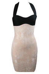 Crepe Paneled Lace Halterneck Mini Dress | Dress In Beauty Crepe Paneled Lace Halterneck Mini Dress | Dress In Beauty