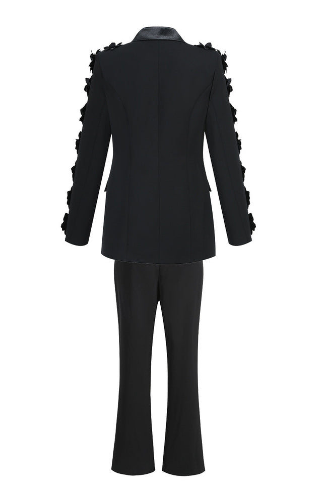 Leonie Flower Embellished Black Blazer | Dress In Beauty Leonie Flower Embellished Black Blazer | Dress In Beauty