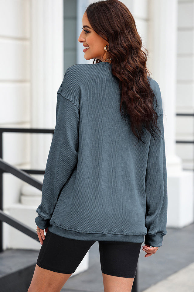 Round Neck Dropped Shoulder Sweatshirt | Dress In Beauty Round Neck Dropped Shoulder Sweatshirt | Dress In Beauty