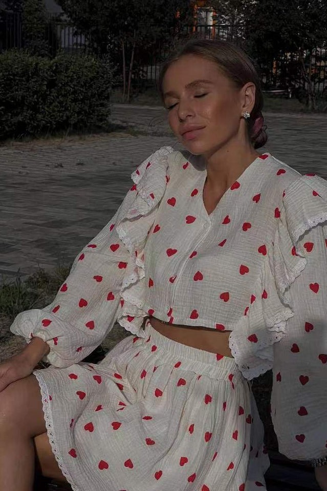 Ruffled Strawberry Print Skirt Set | Dress In Beauty Ruffled Strawberry Print Skirt Set | Dress In Beauty