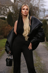 Backless Hooded Jumpsuit With Slip Pockets | Dress In Beauty Backless Hooded Jumpsuit With Slip Pockets | Dress In Beauty