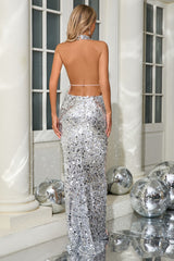 Halterneck Sequin Crystal Embellished Gown | Dress In Beauty Halterneck Sequin Crystal Embellished Gown | Dress In Beauty
