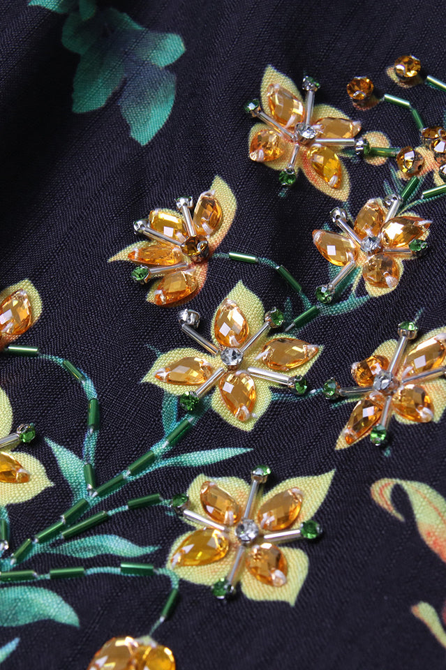 Printed Long Sleeve Cotton-Blend Midi Dress | Dress In Beauty Printed Long Sleeve Cotton-Blend Midi Dress | Dress In Beauty