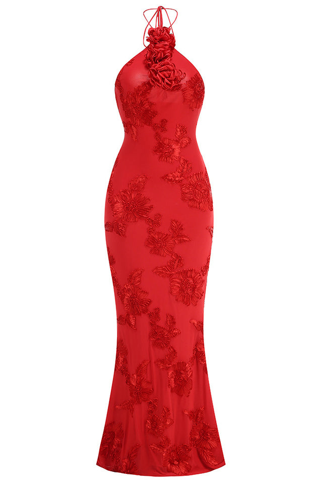 Halter 3D Floral Embroidered Gown | Dress In Beauty Halter 3D Floral Embroidered Gown | Dress In Beauty
