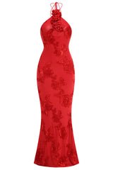 Halter 3D Floral Embroidered Gown | Dress In Beauty Halter 3D Floral Embroidered Gown | Dress In Beauty