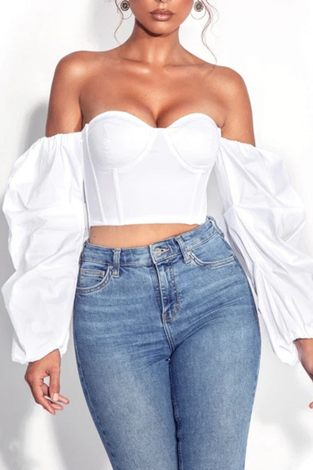 Kalani White Puff Sleeve Corset Top | Dress In Beauty Kalani White Puff Sleeve Corset Top | Dress In Beauty