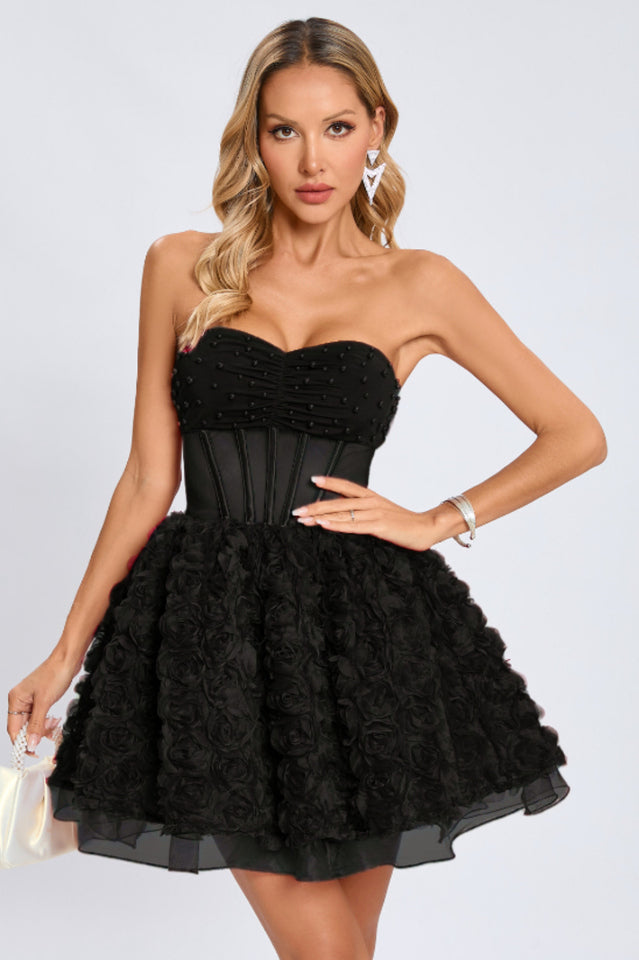 Strapless Corset Floral A Line Dress | Dress In Beauty Strapless Corset Floral A Line Dress | Dress In Beauty