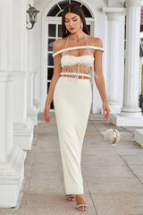 Halter Crystal Braided Bardot Maxi Dress | Dress In Beauty Halter Crystal Braided Bardot Maxi Dress | Dress In Beauty