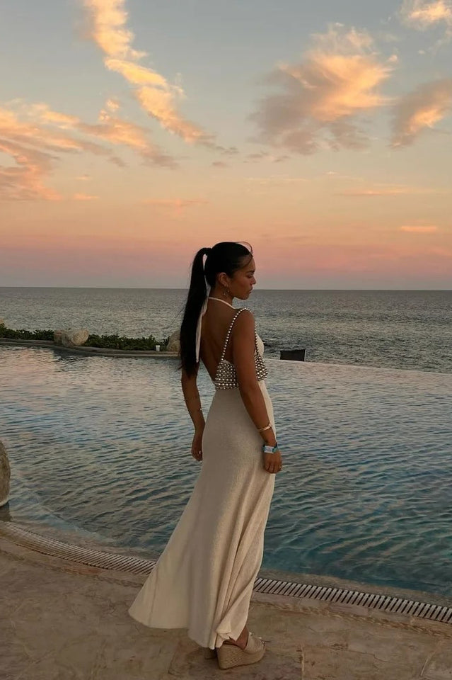 Barbara Halter Floral Applique Knitted Dress | Dress In Beauty Barbara Halter Floral Applique Knitted Dress | Dress In Beauty