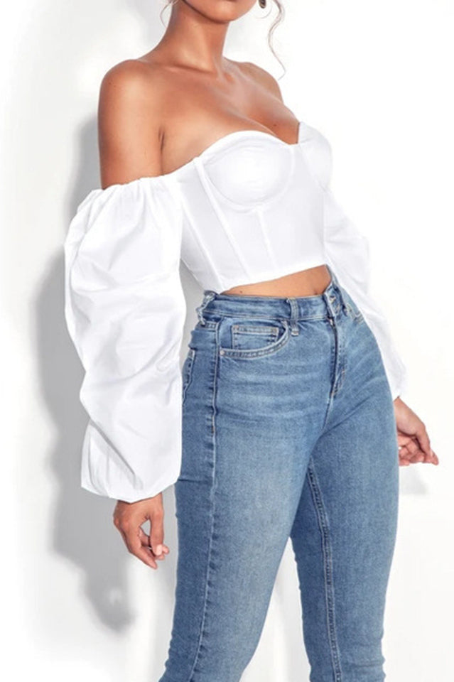 Kalani White Puff Sleeve Corset Top | Dress In Beauty Kalani White Puff Sleeve Corset Top | Dress In Beauty