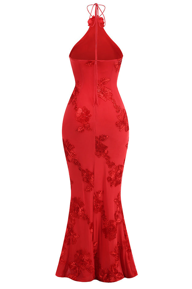 Halter 3D Floral Embroidered Gown | Dress In Beauty Halter 3D Floral Embroidered Gown | Dress In Beauty