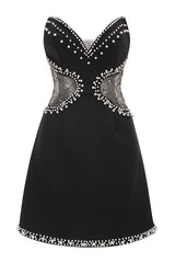 Strapless Pearl Mesh Mini Dress | Dress In Beauty Strapless Pearl Mesh Mini Dress | Dress In Beauty