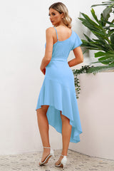 Asymmetrical Neck Flutter Sleeve Dress | Dress In Beauty Asymmetrical Neck Flutter Sleeve Dress | Dress In Beauty