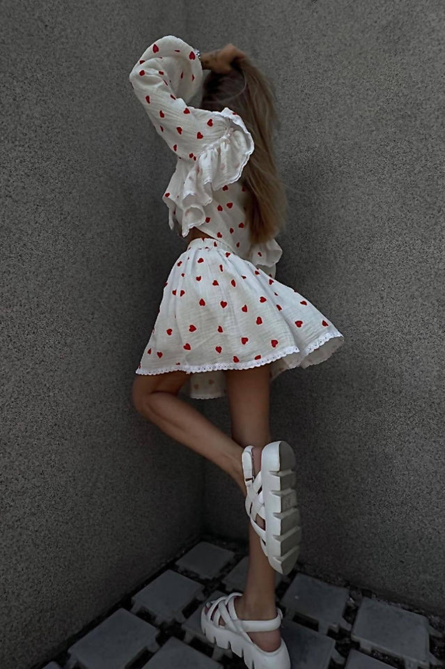 Ruffled Strawberry Print Skirt Set | Dress In Beauty Ruffled Strawberry Print Skirt Set | Dress In Beauty