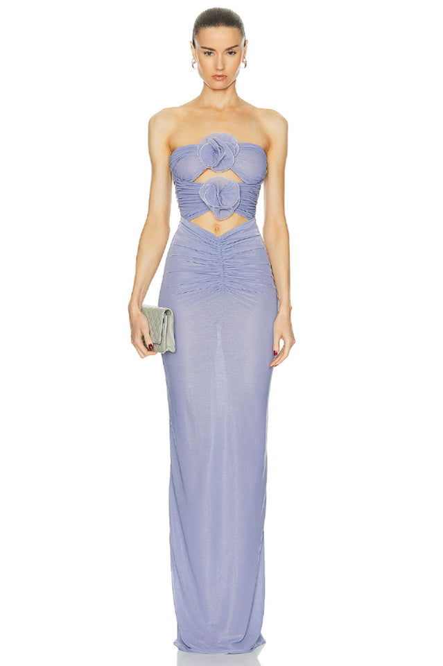 Adela Blue Strapless Cut Out Dress | Dress In Beauty Adela Blue Strapless Cut Out Dress | Dress In Beauty