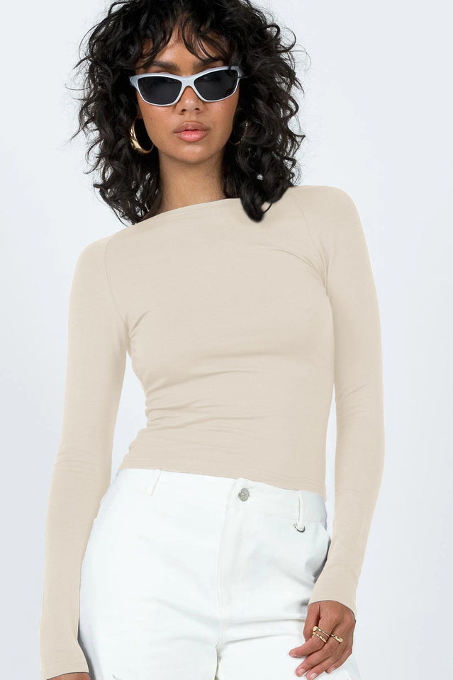 Backless Round Neck Long Sleeve Blouse | Dress In Beauty Backless Round Neck Long Sleeve Blouse | Dress In Beauty