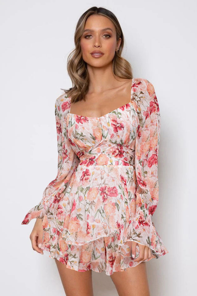 Flora Shirred Sleeves Romper | Dress In Beauty Flora Shirred Sleeves Romper | Dress In Beauty