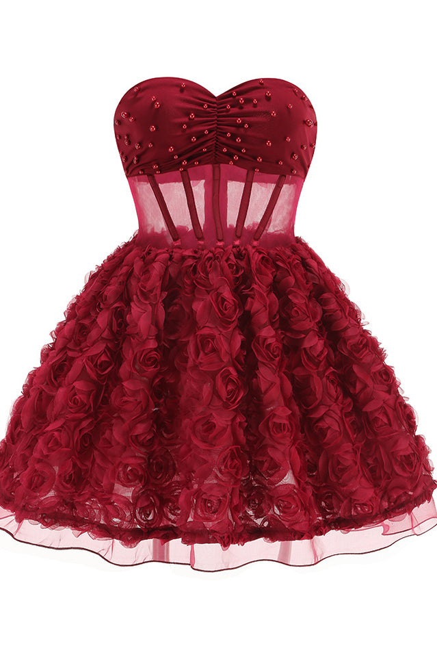 Strapless Corset Floral A Line Dress | Dress In Beauty Strapless Corset Floral A Line Dress | Dress In Beauty