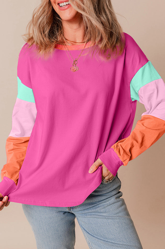 Colorblock Patchwork Long Sleeve Loose Top | Dress In Beauty Colorblock Patchwork Long Sleeve Loose Top | Dress In Beauty