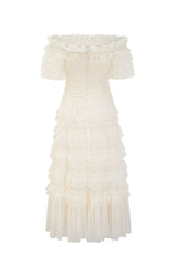 Off Shoulder Dotted Tulle Maxi Dress | Dress In Beauty Off Shoulder Dotted Tulle Maxi Dress | Dress In Beauty