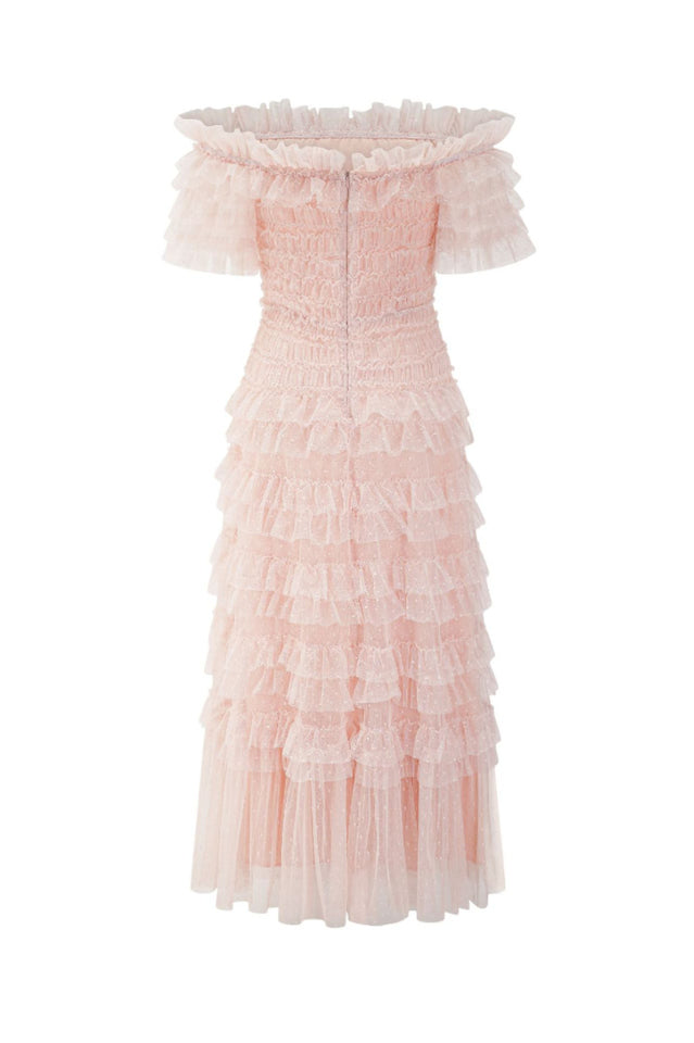 Off Shoulder Dotted Tulle Maxi Dress | Dress In Beauty Off Shoulder Dotted Tulle Maxi Dress | Dress In Beauty