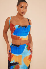 Plisse Strappy Cow Neck Top + Skirt Set | Dress In Beauty Plisse Strappy Cow Neck Top + Skirt Set | Dress In Beauty