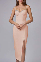 Strappy Drill Chain Midi Bandage Dress | Dress In Beauty Strappy Drill Chain Midi Bandage Dress | Dress In Beauty