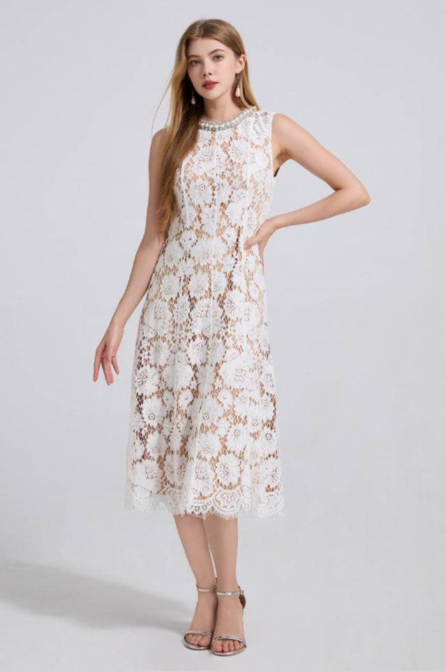 Ariana Floral Lace Sleeveless Midi Dress | Dress In Beauty Ariana Floral Lace Sleeveless Midi Dress | Dress In Beauty