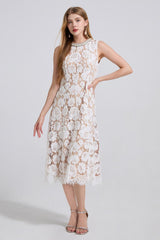 Ariana Floral Lace Sleeveless Midi Dress | Dress In Beauty Ariana Floral Lace Sleeveless Midi Dress | Dress In Beauty