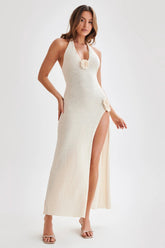 Barbara Halter Floral Applique Knitted Dress | Dress In Beauty