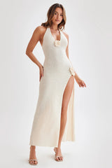 Barbara Halter Floral Applique Knitted Dress | Dress In Beauty Barbara Halter Floral Applique Knitted Dress | Dress In Beauty