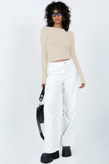 Backless Round Neck Long Sleeve Blouse | Dress In Beauty Backless Round Neck Long Sleeve Blouse | Dress In Beauty