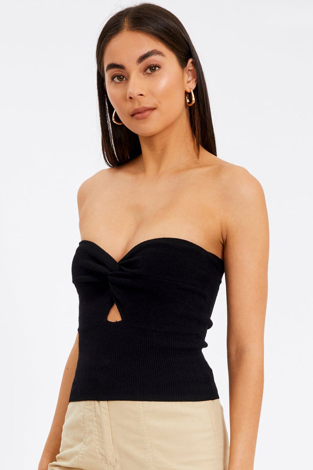 Merlaine Strapless Knotted Knit Crop Top | Dress In Beauty Merlaine Strapless Knotted Knit Crop Top | Dress In Beauty