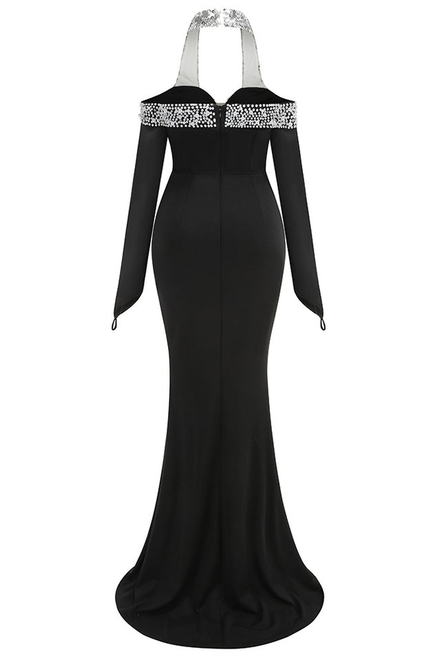 Halter Pearl Crystal-Trim Gown | Dress In Beauty Halter Pearl Crystal-Trim Gown | Dress In Beauty