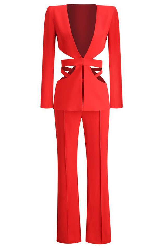 Madeline Red Cutout Jumpsuit Set | Dress In Beauty Madeline Red Cutout Jumpsuit Set | Dress In Beauty