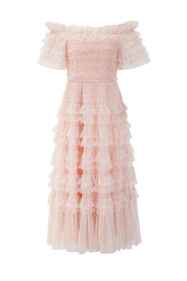 Off Shoulder Dotted Tulle Maxi Dress | Dress In Beauty Off Shoulder Dotted Tulle Maxi Dress | Dress In Beauty