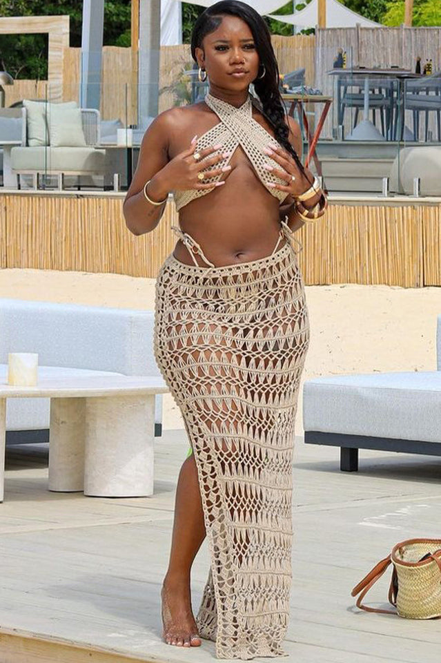 Crochet Knit Bralette + Skirt Set | Dress In Beauty Crochet Knit Bralette + Skirt Set | Dress In Beauty