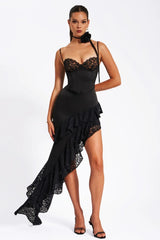 Zaira Coral Lace Satin Corset Dress | Dress In Beauty Zaira Coral Lace Satin Corset Dress | Dress In Beauty