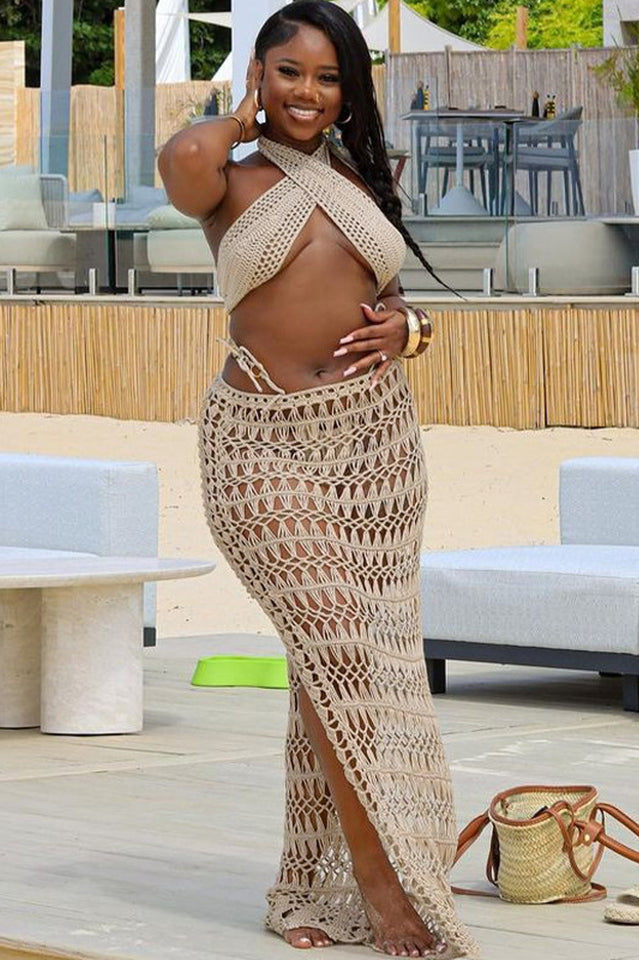 Crochet Knit Bralette + Skirt Set | Dress In Beauty Crochet Knit Bralette + Skirt Set | Dress In Beauty