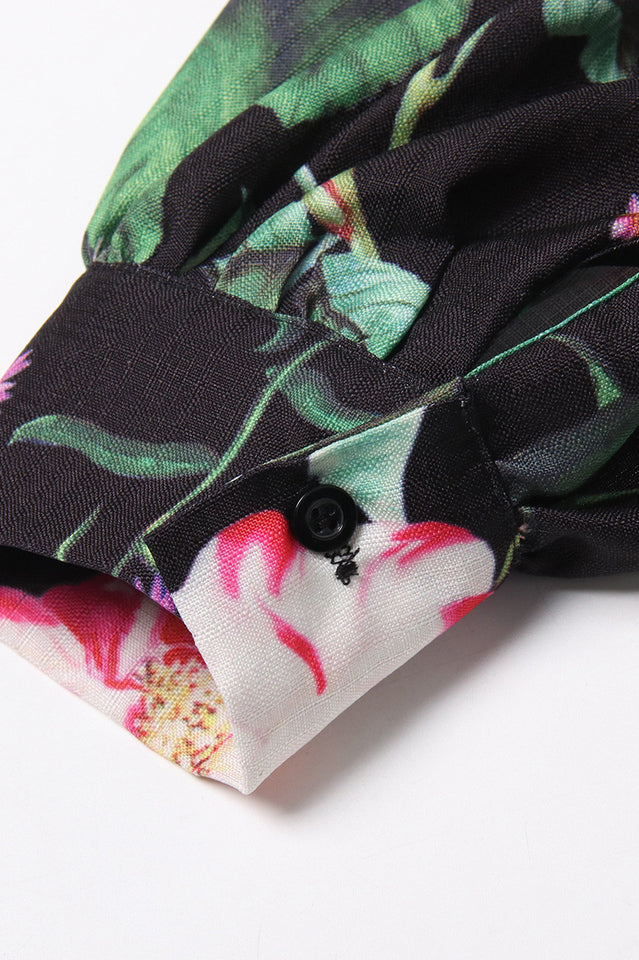 Printed Long Sleeve Cotton-Blend Midi Dress | Dress In Beauty Printed Long Sleeve Cotton-Blend Midi Dress | Dress In Beauty