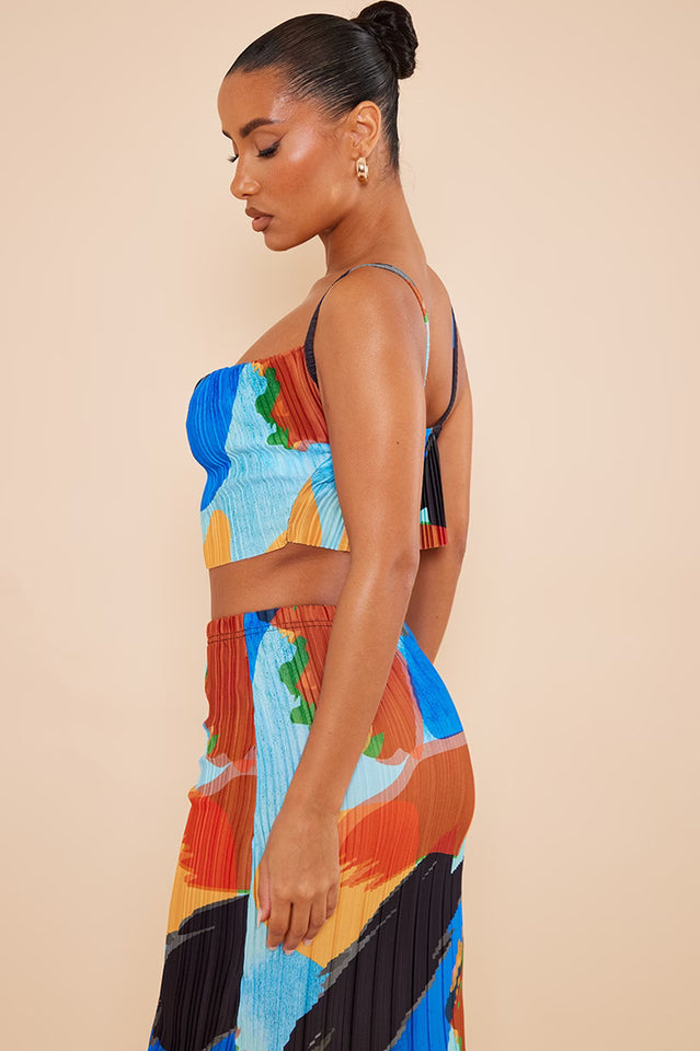 Plisse Strappy Cow Neck Top + Skirt Set | Dress In Beauty Plisse Strappy Cow Neck Top + Skirt Set | Dress In Beauty